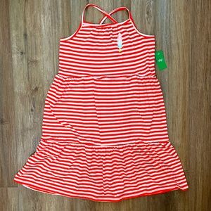 NWT Orange/ White Striped Spaghetti Strap Girls Dress